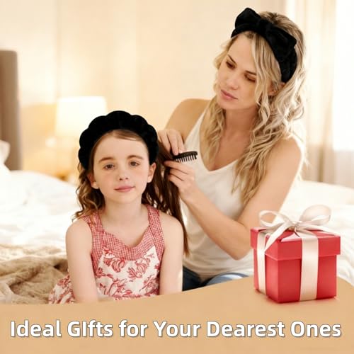 7 Pcs Spa Set, Facial Headband and Wristband Set, Skincare Accessories, College Style Girl Idea Gifts, Hair Accessories for Women and Girls (Black) - color: Black