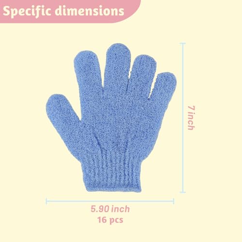 16 Pack Exfoliating Gloves, Body Scrubber Mitt for Dead Skin Removal in Shower, Men and Women - size: 1 Count (Pack of 16)