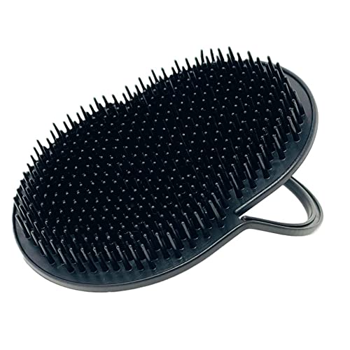 Gents Palm Pocket Shampoo Brush Scalp Massager for Men & Women with Round Bristles, Ergonomic Grip, Made in USA, Black Peine para Cabello