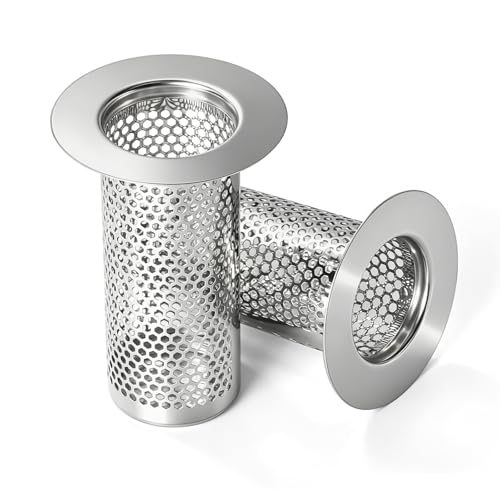 Bathroom Sink Drain Strainer, Bathtub Drain Hair Catcher, 304 Stainless Steel Shower Drain, Deep Basket Cover, Anti-Clog for Pet Hair, Universal Tub Drain Filter - size: Large
