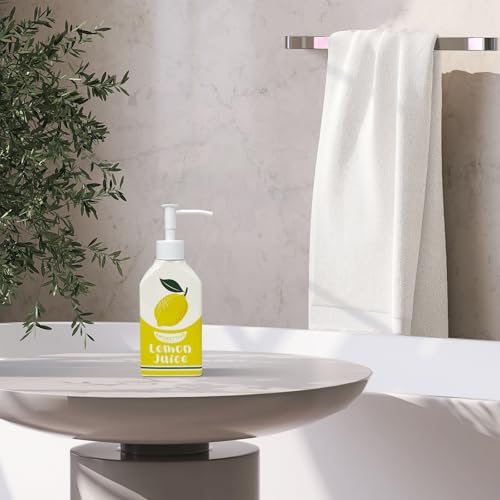Ceramic Lemon Hand Soap Dispenser Pump Bathroom Kitchen Refillable Bottle | Cute Funny Design, Refillable, Reusable, 300ml/10oz - color: Lemon