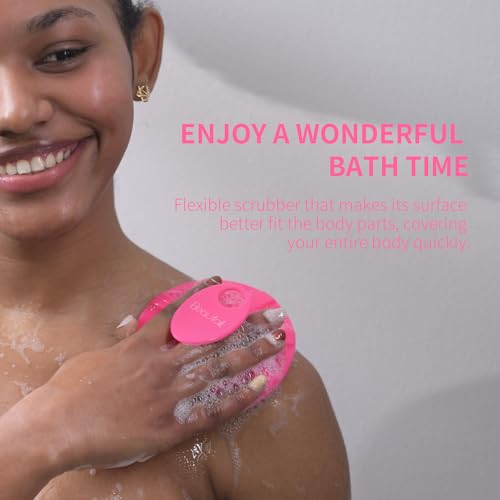 Silicone Body Scrubber, BEAUTAIL Shower Bath Scrubber, More Hygienic Than Traditional Loofah, Lather Nicely, Long Lasting, Gentle Exfoliating Brush for Women Men Baby Sensitive Skin, 1 Pack, Rose - color: Rose 1 Pc