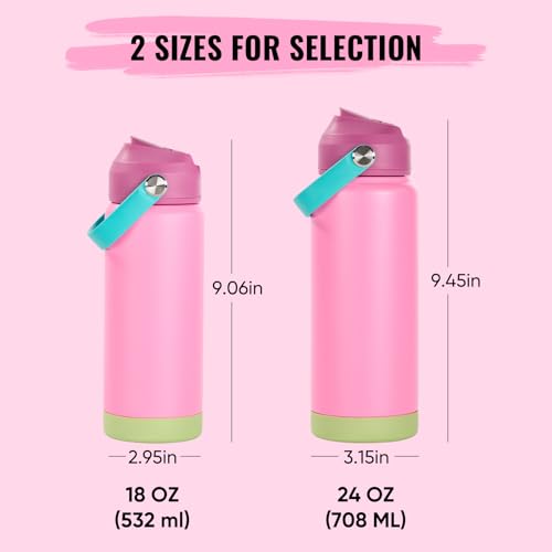 Fijinhom 18oz Insulated Stainless Steel Water Bottle, Wide Mouth Double Wall Vacuum, Silicone Straw, Sweat & Leak Proof, BPA Free Insulated Water Flask for Travel, Keep Cold 24h Hot 12h, Berries - color: Berries, size: 18 Ounces