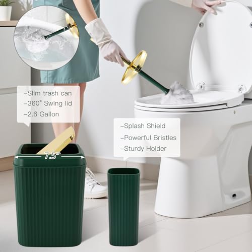 32PCS Bathroom Accessory Set Green Bathroom Accessories Bathroom Set, Shower Curtain Set, 2 Piece Bath Towel Set, 3PC Soap Dispenser, Toilet Brush & Trash Can - size: Bath Set + Oil Painting Shower Curtain + Towel Set, style: Dark Green