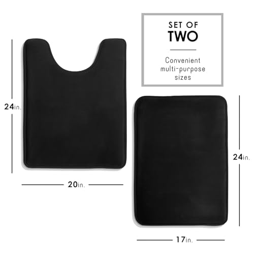 Clara Clark Bathroom Rugs, Velvet Memory Foam Bath Mat, Non-Slip Bath Rugs, Machine Wash, Dries Quickly, Ultra Soft Plush Bath Mats for Bathroom, - color: Black, style: 17 x 24 + Contour
