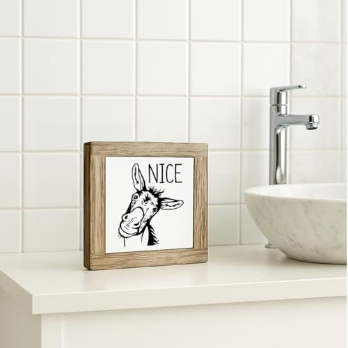 Bathroom Decor, Nice Wooden Box Sign, Funny Toilet Signs, Bathroom Humor Decor, Decorative Wooden Table Sign, Farmhouse Home Office Decoration for Toilet, Restroom Signs 5.9×5.9 inch - color: color22