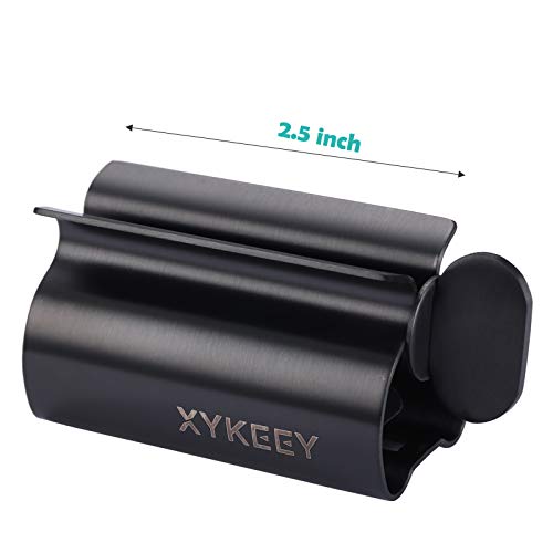 XYKEEY Toothpaste Tube Squeezer - Set of 2 Toothpaste Squeezer Rollers, Metal Toothpaste Tube Wringer Seat Holder Stand (Matt Black) - color: Matt Black