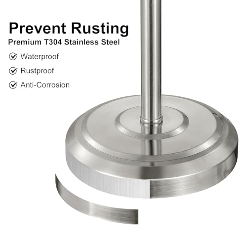 Brushed Nickel Toilet Paper Holder Free Standing, 25" H 304 Stainless Steel Toilet Paper Stand for Bathroom，Weighted Base Floor Tissue Roll Holder,Toilet Roll Stand - color: Brushed Nickel