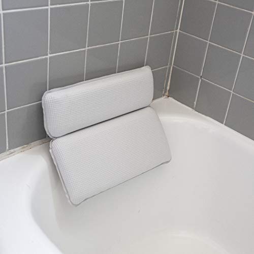 BINO Non-Slip Cushioned Bath Pillow with Suction Cups, White - Spa Pillow Bath Pillows for Tub Neck and Back Support Bathtub Pillows for Tub Accessories Set Rest