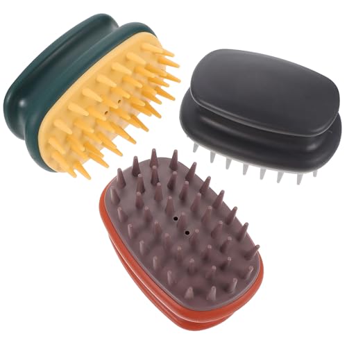 GLEAVI Silicone Scalp Massager Brush 3pcs Set with Cushion for Hair Cleaning and Head Massage Portable Hair Scalp Massage Combs for Shampoo Suitable for Adults
