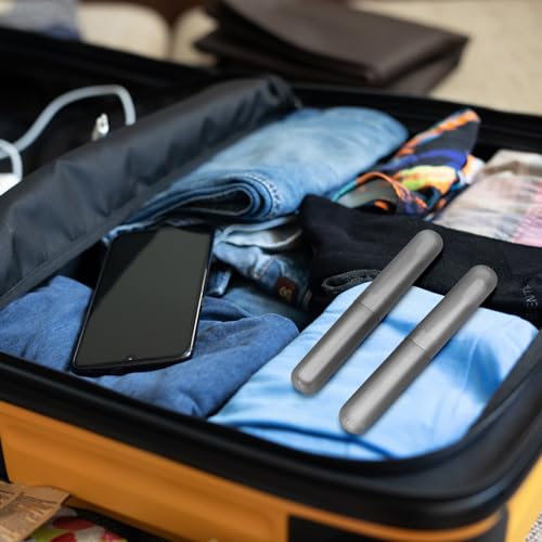 Sieral 90 Pack Travel Toothbrush Case Holder - Bulk Breathable Portable Toothbrush Storage Plastic Container for Home, Outdoor, Travel, Trip, Camping, 8 x 1.2 Inch (Gray) - color: Gray