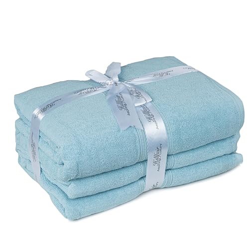 HILLFAIR 600 GSM- 40 x 80 Inches- 100% Cotton 2 Pc XXL Oversized Bath Towel Set- Soft Highly Absorbent Jumbo Bath Sheets Towels Sets- Quick Dry Oversized Bath Towel Sets For Hotel Spa Pool- OCEAN BLUE - color: Ocean Blue, size: 2 Pc XXl Oversized Towel Se