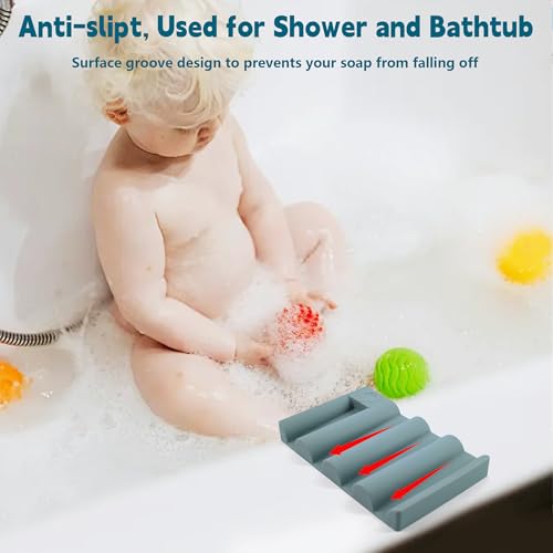 Silicone Soap Dish,Self Draining Soap Holder Perfect for Shower,Bathroom Sink,Kitchen Sink & Travel,Non-Slip Bar Soap Holder Extend Soap Life,Keep Soap Bars Dry & Easy Cleaning Green-1Pcs - color: Green-1pcs