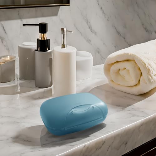 Travel Soap Holder Bar Soap Dish Shower Soap Saver Case Container Box for Bathroom Camping Gym Vonpri (Blue 3pack) - color: Blue