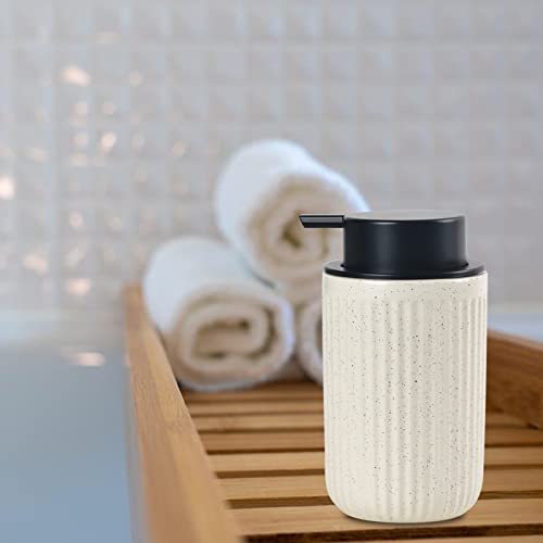 BosilunLife Foaming Soap Dispenser Set - Beige Ceramic Foam Hand Soap Dispenser 12oz with Rust Proof Pump, Easy Pressing, Refillable for Kitchen & Bathroom - 2 Pack - color: Beige-foam Pump