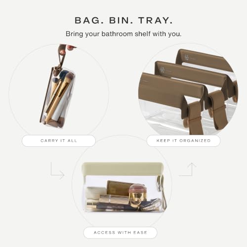 Cadence Parcel - Clear Travel Kit with Zipperless Magnetic Closure - Chestnut, Small - Durable, Leak-Resistant and TSA Approved Toiletry Bag - Modular Organization - Recycled TPU (.5 Qt) - color: Chestnut, size: Small