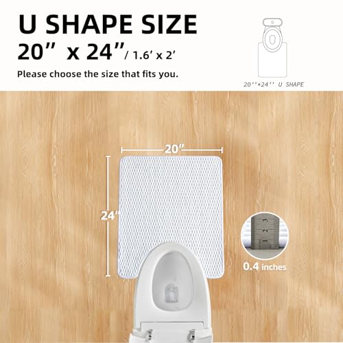 TYUU Toilet Rug, Thin Toilet Rugs U Shaped Washable Non Slip Absorbent Quick Dry Low Pile Toilet Mat, White 20"x24" U Shape - color: White, size: 1'8" X 2' (U-Shape)