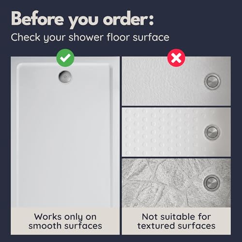 homerella® Shower Mat Non Slip Anti Mold, Non Slip Shower Mats for Inside Shower Stall Anti Slip Mat, Square Shower Floor Mat 21 x 21 in with Suction Cups & Hooks for Quick Drying, Machine Washable - color: Grey
