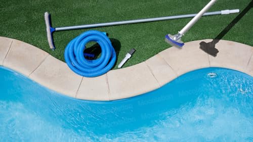 Pool Pumice Stone and 5 inch Stainless Steel Pool Brush Set with EZ-Clip Handle to Reomve Erase Rust Stain Spot in Concrete Plaster Pool Spa and Calcium Deposit on Pool Tile