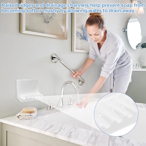 White Retro Ceramic Bathroom Soap Holder, Mid Century Ceramic Soap Stand, Soap Holder Shower Tray for Home Bathtubs, Bathroom Sinks, and Shower Stalls