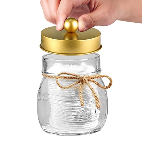 Amolliar Mason Jar Bathroom Accessories Set(4 Pcs) -Lotion Soap Dispenser & 2 Cotton Swab Holder & Toothbrush Holder-Rustic Farmhouse Decor, Countertop Vanity Organize, Bathroom Home Decor (Gold) - size: Gold, style: Standard-mouth