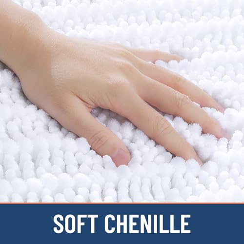 Smiry Bathroom Rugs Mat 40x24, Extra Soft Absorbent Chenille Bath Rugs, Non Slip Rubber Backing Machine Washable Quick Dry Bath Mats for Bathroom Floor, Tub, Shower, Home Decor Accessories, White - color: White, size: 40'' X 24''