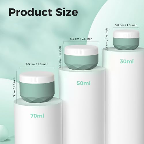 Travel Containers for Toiletries, 4-Pack TSA Approved Silicone Jars (2.5oz) - BPA Free Leakproof Cosmetic Containers for Creams, Lotion, Skincare & Makeup with Bonus Waterproof Bag - color: Grey, size: 75ML
