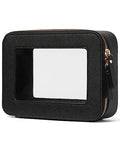 Popvibe Clear Makeup Case Black Toiletry Bag Travel Medium Clear Cosmetic Bag with Zipper, Small Make Up Bag Organizer Traveling TSA Approved Transparent Bag Car for Essentials - color: Black, style: Medium Moda