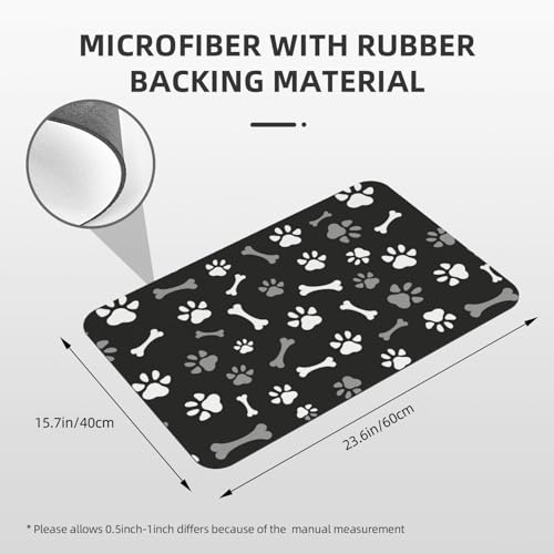 Dog Paws and Bones Bath Mat Rugs 15.7x23.6 in, Diatomaceous Earth Bathroom Rug Rubber Non-Slip Absorbent Bathroom Mat for Bathroom Kitchen Floor, Tub and Shower Sink - color: Paws #01