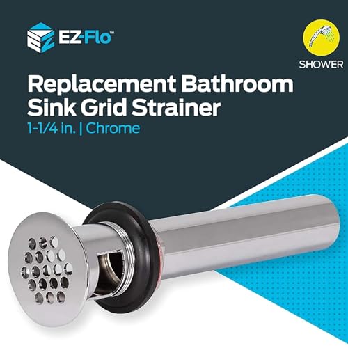 EZ-FLO 1-1/4 Inch x 8 Inch Replacement Bathroom Sink Grid Strainer, Chrome Plated, 35072