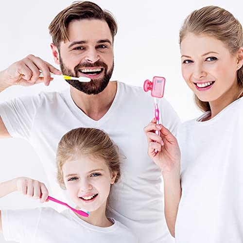 4 Pack Travel Toothbrush Head Covers Toothbrush Protector Cap Brush Pod Case Protective Portable Plastic Clip for Household Travel, Bathroom, Business, Camping, School (Clear, Orange, Purple, Pink)
