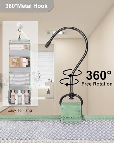 Relavel Travel Hanging Toiletry Bag for Women, Travel Wash Bag with 360° Rotation Hook, Waterproof Large Stand Up Toiletries Organizer for Bathroom Shower Camping - Green - color: 02 Green, size: Large