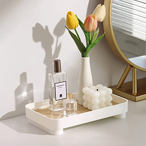 MRPAPA Bathroom Trays, White Vanity Tray, Countertop Tray Makeup Organizers Tray, Skincare Organzing Tray for for Perfume,Cosmetic, Bathroom, Kitchen (White -Rectangle -1pcs)