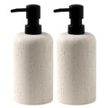 Soap Dispensers 400mL 13.5 OZ, 2 PCS Luxurious Hand Dish Lotion Shampoo Soap Dispenser Jar, Travertine Soap Bottles Rustproof Pump for Kitchen Bathroom Countertop - color: Ivory White