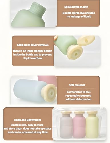3 Pcs 100ml Plastic Squeeze Bottle, Empty Shampoo Conditioner Container Travel Size Toiletries Bottles, for Shampoo, Lotion, Cream and Liquids(Garden series)