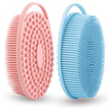 Silicone Body Scrubber 2 Pcs Silicone Loofah Exfoliating Body Scrubber for Men Women Soft Silicones Shower Scrubbers Double Sided Silicones Bath Bodys Brush for All Skin Lather Well, Blue and Pink - size: blue+pink