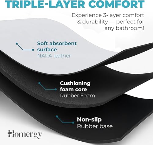 Homergy Bath Mat for Bathroom Non Slip, Quick Dry, 16x24 in, White | Ultra absorbent, machine washable, mildew resistant shower mat with rubber backing for tub, poolside and outdoor showers - color: White, size: 16" x 24"