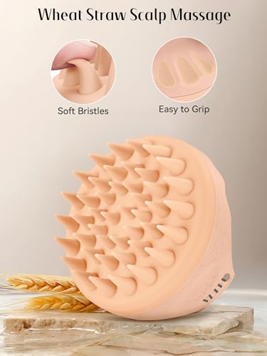 HEETA Silicone Bristles Scalp Scrubber & Massager for Hair Growth, Dandruff Removal & Relaxation - Shampoo Brush with Wet/Dry Hair (Pink & Blue) - color: Blue & Pink