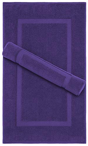 100% Cotton Bath Mats for Bathroom Floor Set of 2 Pack, 20x34 Soft Absorbent Washable Quick Dry Tub Bathmat, Purple - color: Purple, size: Bath Mat Set 2 Pack 20x34