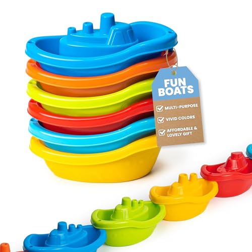 Stackable Toy Boat – 6pcs Educational Water Toys for Toddlers 1-3, Baby Pool Essentials, Baby Bath Toys for Kids Ages 1-3 & Toddler Pool Toy for 1 Year Old & Up, Fun Accessories for Bathtime