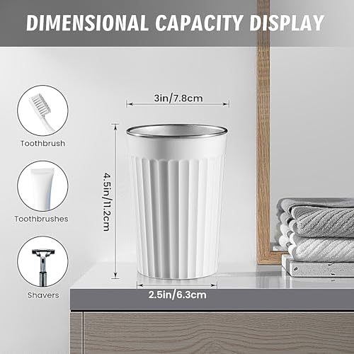 Toothbrush Cup for Bathroom-12oz Unbreakable Stainless Steel Bathroom Cup,Easy to Clean Toothbrush Mouthwash Cup, Reusable Bathroom Tumbler Cups for Home/School/Office(3" x 4.5") (White) - color: White