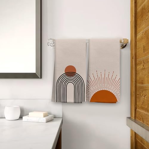 OHSUL Boho Kitchen Towels, Rustic Kitchen Decor, Boho Bath Decor, Hand Towels, Bathroom Set, Sun Decor, Bohemian Bath Decor, Decorative Kitchen Towels (Color-1) - color: Color-1