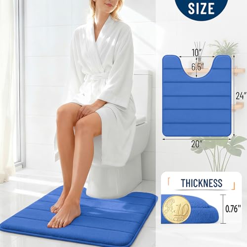 OLANLY Memory Foam Toilet Rugs U Shaped 24x20, Super Soft Absorbent Contour Bath Rugs, Quick Dry, Machine Washable Toilet Mat, Bathmat Carpet, Bathroom Home Decor Accessories, Deep Navy Blue - color: Deep Navy Blue, size: 24" X 20" Contour Rug