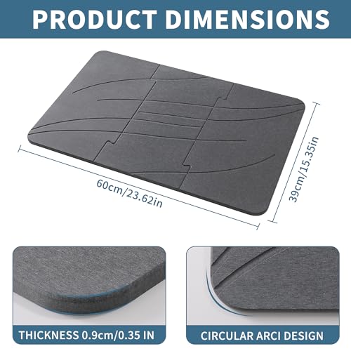 Stone Bath Mats for Bathroom - Foldable Quick Drying Bath Mat(Dark Gray A) | Diatomaceous Earth Bath Mat,, Super Absorbent Stone Shower Mat,Easy to Clean No Smell, Fast Drying for Bathroom and Kitchen - color: Dark Gray a, size: 1'3" x 1'11" (Rectangular)