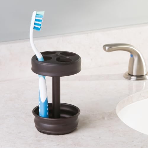 iDesign Metal Toothbrush Holder - Bathroom Cup for Bathroom Organization, The Olivia Collection - 3.25" x 3.25" x 5", Bronze - color: Bronze