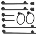 10Pcs Bath Towel Bar Set, Includes 23.6 & 16 Inch Towel Bars, Hooks, Rings & Toilet Paper Holder - Black - color: Matte Black, size: 24-16inch