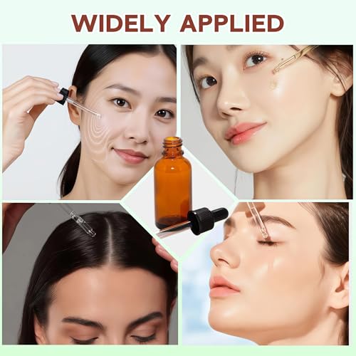erioctry 5ML/10ML Amber Glass Essential Oil Bottles and Eyed Dropper Black Caps Makeup Cosmetic Sample Container Boxes of Glass for Essential Oil Aromatherapy Use(Pack of 12) (10ML) - size: 10ML