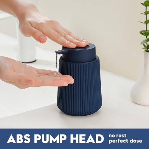 YAUKPH Striped Liquid Hand Soap Dispenser with Leak-Proof Pump for Bathroom and Kitchen Countertop 11oz Navy Blue - color: Blue, size: Liquid Dispenser