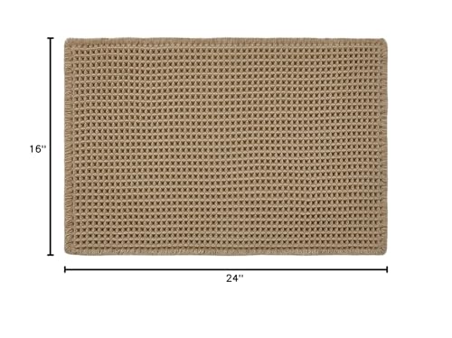TYUU Waffle Bath Mat, Boho Bathroom Rugs Non Slip Washable Super Absorbent Quick Dry Farmhouse Bathroom Decor, 24"x16" Khaki - color: Khaki, size: 1'4" X 2' (Rectangular)