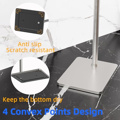 RUACQ Toilet Paper Holder Stand, Bathroom Toilet Paper Roll Holder Free Standing, Toilet Tissue Holder Stand with Post Pivoting Design, Stable Weighted Base, SUS304 Stainless Steel (Brushed Nickel) - color: Brushed Nickel, size: Free Standing